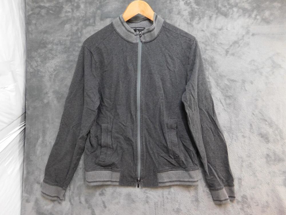 Robert Barakett Sweatshirt Mens M Gray Full Zip Mock Neck Fleece Pockets Preston